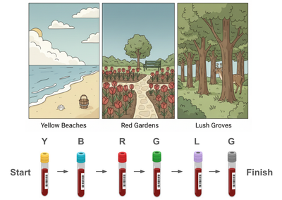 three panel image of beach, garden, and forest